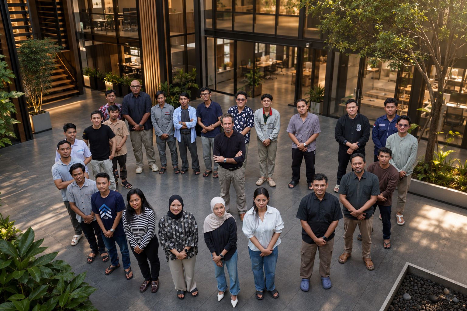 Doodex team portrait on the office stairs